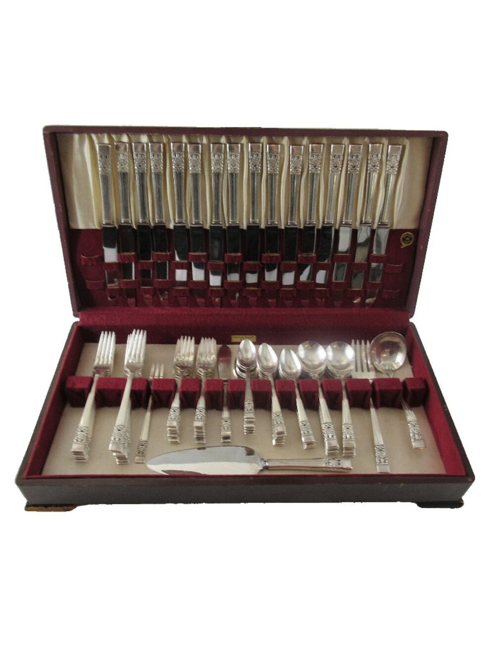 Vtg 1936 Oneida Community Coronation Silver Plate Silverware Set w Case 88 Piece
